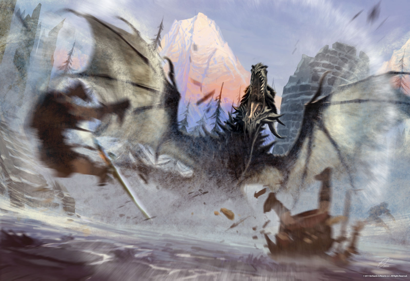 Illustration for article titled This Skyrim Concept Art Isn't Afraid to Fight Dragons